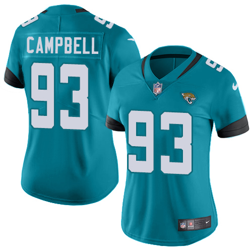 Nike Jacksonville Jaguars #93 Calais Campbell Teal Green Alternate Women Stitched NFL Vapor Untouchable Limited Jersey